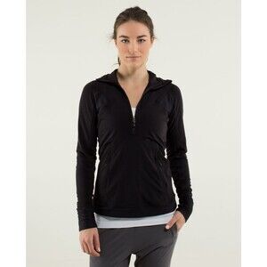 LULULEMON Winter Sprinter Hooded Zip Sweatshirt Womens Size 6 Black